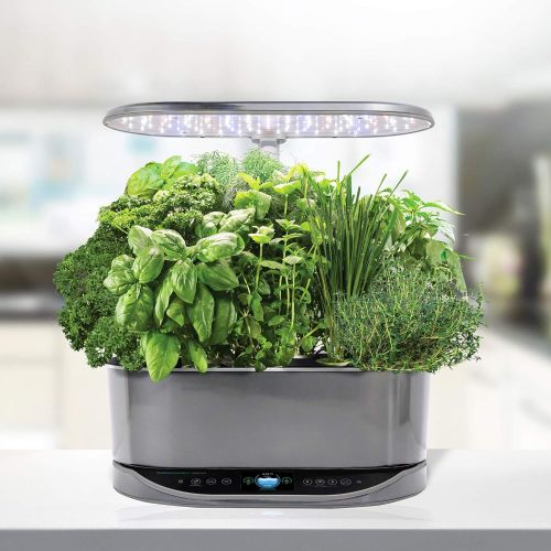  AeroGarden Bounty Elite - Indoor Garden with LED Grow Light, WiFi and Alexa Compatible, Stainless Steel