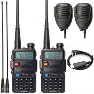 BaoFeng Walkie Talkie UV-5R Pro 8-Watt Dual Band Two Way Radio with Ham Radio Handheld Speaker Mic and NA-771 Antenna 2Pack and One USB Programming Cable