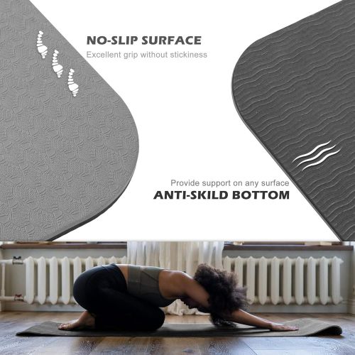  UMINEUX Yoga Mat Non Slip, Pilates Fitness Mats with Alignment Marks, Eco Friendly, Anti-Tear Yoga Mats for Women, Exercise Mats for Home Workout with Carrying Strap