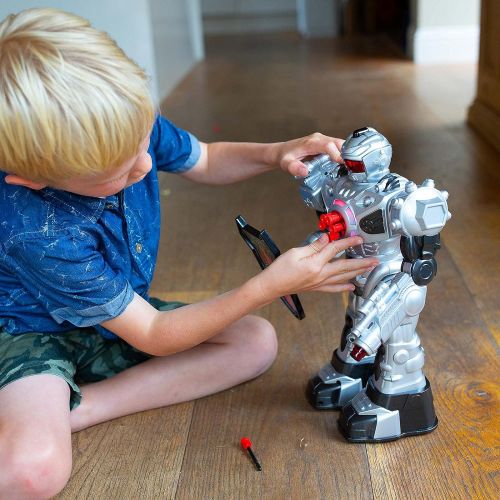  Think Gizmos Large Remote Control Robot for Kids  Superb Fun Toy RC Robot  Remote Control Toy Shoots Missiles, Walks, Talks & Dances (10 Functions) (Silver)