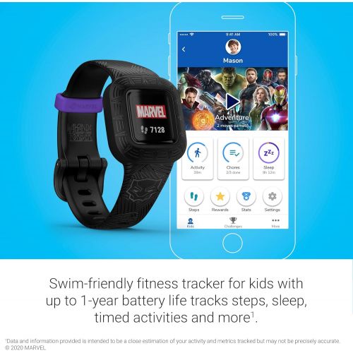 가민 Garmin vivofit jr. 3, Fitness Tracker for Kids, Swim-Friendly, Up To 1-year Battery Life, Marvel Black Panther