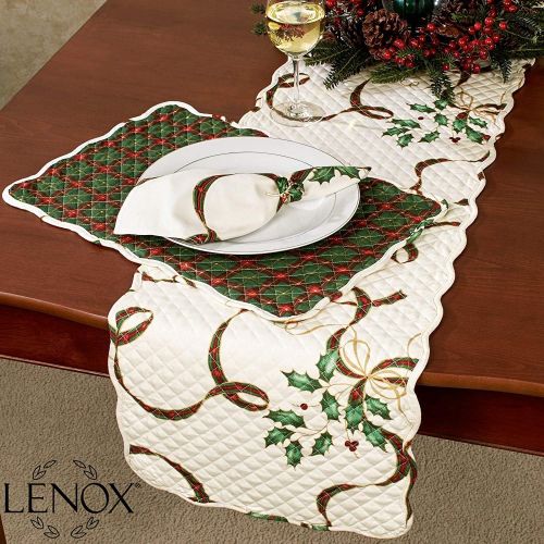 레녹스 Lenox Holiday Nouveau Quilted Reversible Table Runner 14 X 70