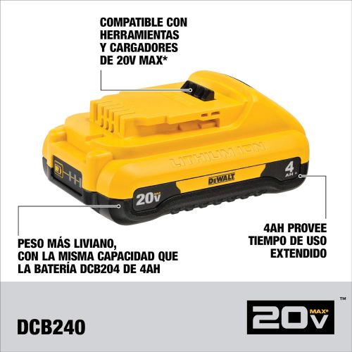  DEWALT DCB240 20V MAX 4Ah Compact Lithium Ion Battery