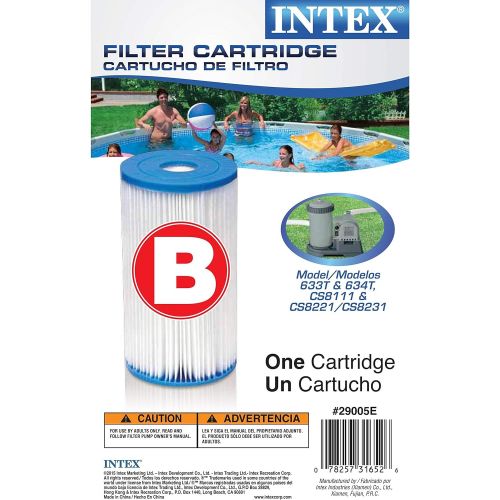 인텍스 Intex 29005E Easy Set Type B Replacement Filter Pump Accessory Cartridge with 63 Pleats for a Clean and Clear Swimming Pool, (12 Pack)