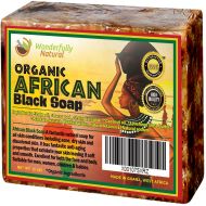 Wonderfully Natural Organic African Black Soap - 5 lb Best for Acne Treatment, Eczema, Dry Skin, Psoriasis, Scars, Dermatitis, White Heads Pimples, Anti-fungal Face & Body Wash, Raw Handcrafted Beauty
