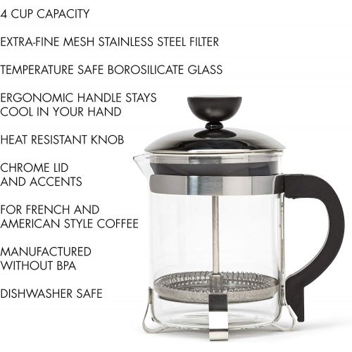  [아마존베스트]Primula 4 Cup Classic Coffee Press, Chrome