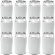 CSBD Beer Can Coolers Sleeves, Soft Insulated Reusable Drink Caddies for Water Bottles or Soda, Collapsible Blank DIY Customizable for Parties, Events or Weddings, Bulk 50 Pack (Wh