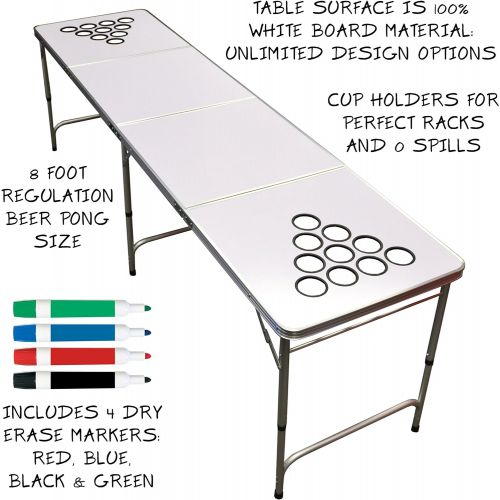  GoPong 8 Foot Portable Beer Pong / Tailgate Tables (Black, Football, American Flag, or Custom Dry Erase)