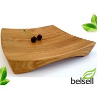 BelSell Dinner Plates Square Wooden Dinnerware with 100% Eco Friendly Sango Dish Serving Tableware For Food