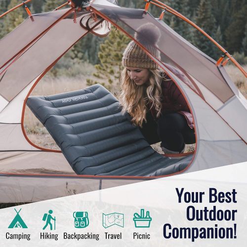 트렉 TREKOLOGY Ultralight Backpacking Sleeping Pad for Camping, Mattress Pad, Backpacking Gear, Inflatable Sleeping Pad, Camping Bed, Camping Mat Pad, Sleeping Mat for Adults, Camping Air Mattres