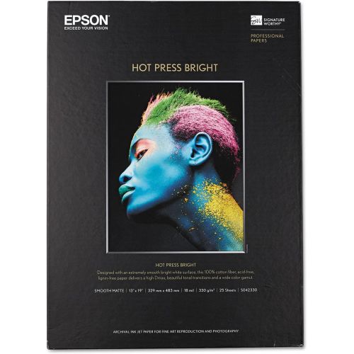 엡손 Epson 13 x 19 Hot Press Bright Smooth Matte Paper S042330 (25 Sheets)