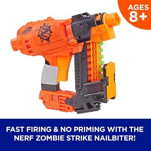 너프 Nailbiter Nerf Zombie Strike Toy Blaster  8 Official Zombie Strike Elite Darts, 8-Dart Indexing Clip  Survival System  For Kids, Teens, Adults