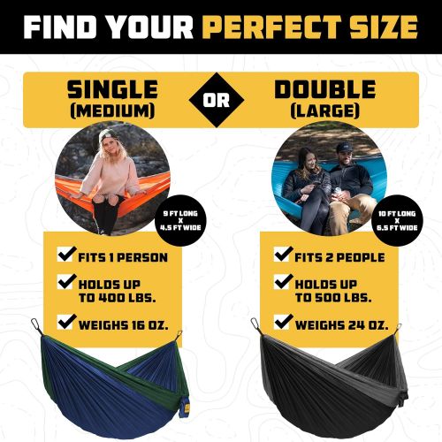  Wise Owl Outfitters Hammock Camping Double & Single with Tree Straps - USA Based Hammocks Brand Gear, Indoor Outdoor Backpacking Survival & Travel, Portable