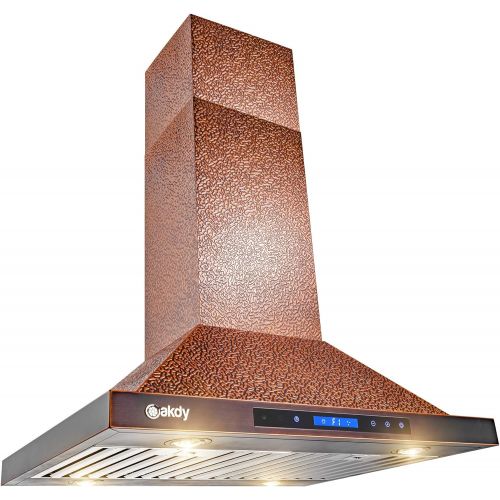  AKDY 30 Modern Kitchen Island Mount Stainless Steel Powerful Range Hood Cooking Fan LED Display Touch Screen Control Quiet Noise Reduce Design