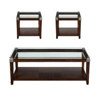 Homelegance 3612-31 Glass Top Occasional Tables 3-Piece Set Brown