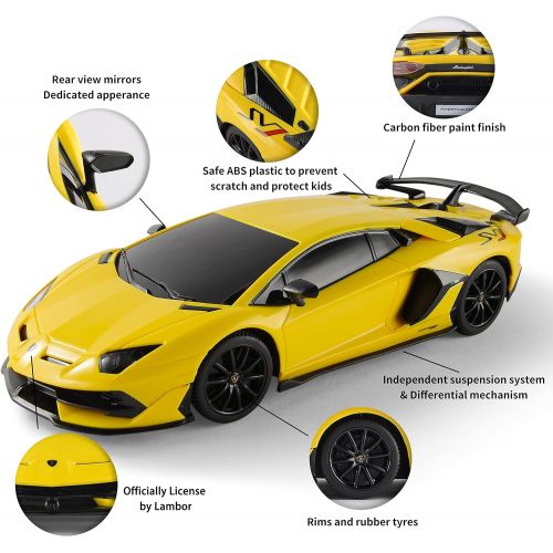  Lambo Remote Control Car, 1:24 Scale BEZGAR Officially Licensed RC Series, Electric Sport Racing Hobby Toy Car Model Vehicle, 2.4Ghz RC Car for Kids, Adults, Girls and Boys Holiday