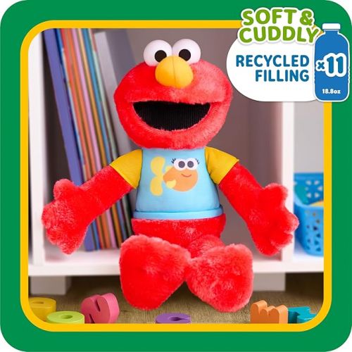  SESAME STREET 13-inch Sing-Along Plush Elmo with Lights and Sounds, Super-Soft and Huggable, Kids Toys for Ages 18 Month by Just Play