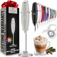 Zulay Powerful Milk Frother Handheld Foam Maker for Lattes - Whisk Drink Mixer for Coffee, Mini Foamer for Cappuccino, Frappe, Matcha, Hot Chocolate by Milk Boss (Gray)
