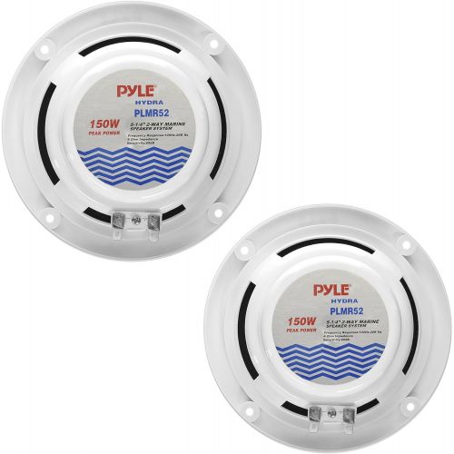  [아마존베스트]Pyle 5.25 Inch Dual Marine Speakers - 2 Way Waterproof and Weather Resistant Outdoor Audio Stereo Sound System with 150 Watt Power, Poly Carbon Cone, Cloth Surround and Low Profile Desi