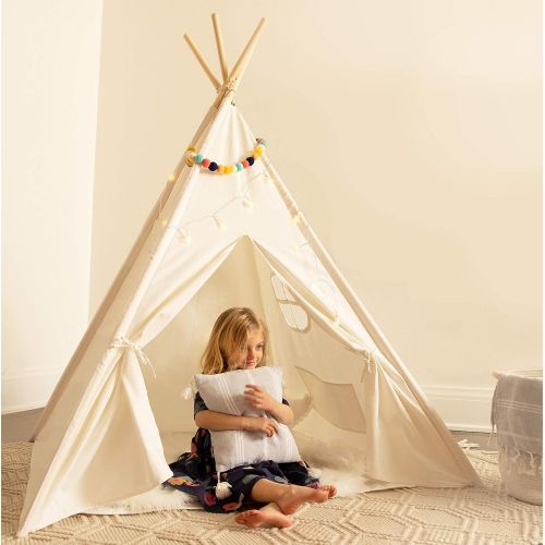  [아마존베스트]PLAYVIBE Kids Teepee Tent for Kids - with Mat, Light String, Pillow & Blanket | Teepee Tent for Kids | Kids Play Tent | Kids Teepee Play Tent | Toddler Teepee Tent for Girls & Boys