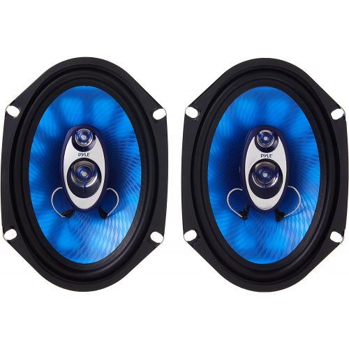  [아마존베스트]Pyle 6” x 8” Car Sound Speaker (Pair) - Upgraded Blue Poly Injection Cone 3-Way 360 Watts w/ Non-fatiguing Butyl Rubber Surround 70 - 20Khz Frequency Response 4 Ohm & 1 ASV Voice Coil -