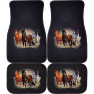 Original Express Yourself Products 3 Horses Meadow (Black, Rears) Car and Truck Front and Rear Mats - Set of 4