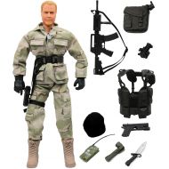 Click N Play CNP30442 Military Airborne Infantry Troop 12 Action Figure Play Set with Accessories,Brown/A