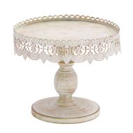 Deco 79 68766 Decorative Traditional Cake Stand 10D whitewash, rust brown
