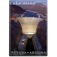 Lantern Press Lake Mead, Nevada, Arizona, Hoover Dam at Night (12x18 Aluminum Art, Indoor Outdoor Metal Sign Decor)