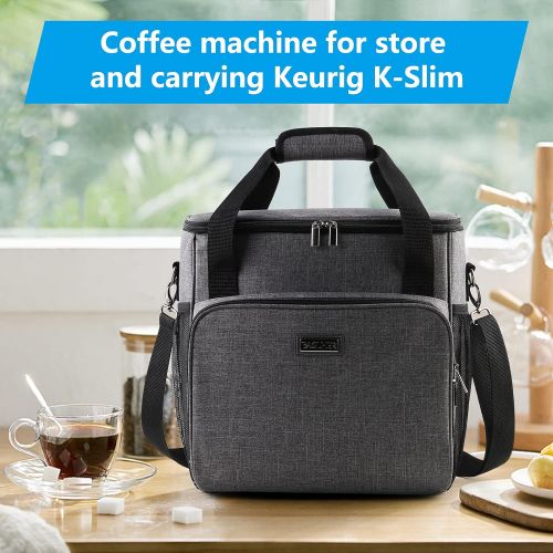 BAGLHER ?Portable Storage Bag, Suitable for Keurig K-Slim Coffee Machines and Other Accessories, Waterproof Travel Carrying Case, Dustproof Tote Bag with Shoulder Strap.Grey