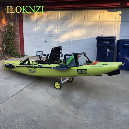  ILOKNZI Quick-Detachable Aluminum Sit on Top Kayak Cart, Width Adjustable Canoe Trolley with Widebody No-Flat Tires, Strong Load Capacity, Suitable for Kinds of Kayaks and Canoe wi