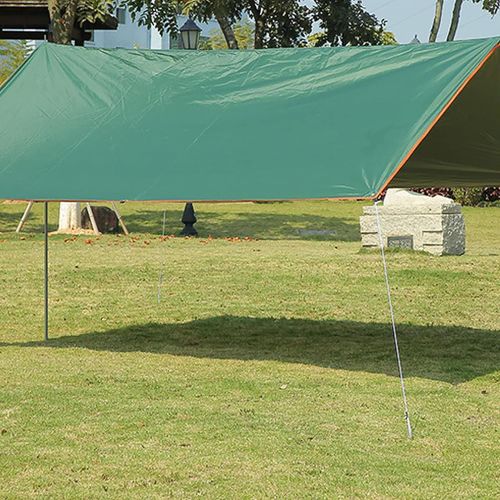  TAHUAON Camping Hammock Tarp Rain Tarp Waterproof Tent Footprint for Camping Hiking Hammock Shelter (Green 3*4m Aluminum Rod)