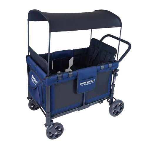  [무료배송]원더폴드 4인승 웨건 유아웨건 WONDERFOLD W4 4 Seater Multi-Function Quad Stroller Wagon with Removable Raised Seats and Slidable Canopy, Gray