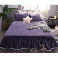 Ceruleanhome 1pc Bed Skirt, Dust Ruffle, Pretty Design, Solid Color (Purple, Full)
