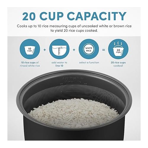 Aroma Housewares ARC-5200SB 2O2O Model Rice & Grain Cooker, Saute, Slow Cook, Steam, Stew, Oatmeal, Risotto, Soup, 20 Cup 10 Cup uncooked, Stainless Steel
