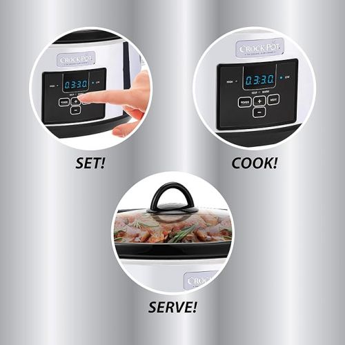 크록팟 Crock-Pot 7 Quart Programmable Slow Cooker with Digital Timer, Food Warmer, Polished Platinum
