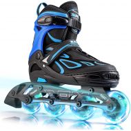 [아마존베스트]2PM SPORTS Vinal Girls Adjustable Inline Skates with Light up Wheels Beginner Skates Fun Illuminating Roller Skates for Kids Boys and Ladies…
