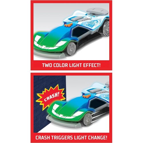  Hot Wheels Color Crashers Cyber Speeder Vehicle, 10-Inch Blue Motorized Toy Car with Lights and Realistic Racing Sounds, Kids Toys for Ages 3 Up by Just Play