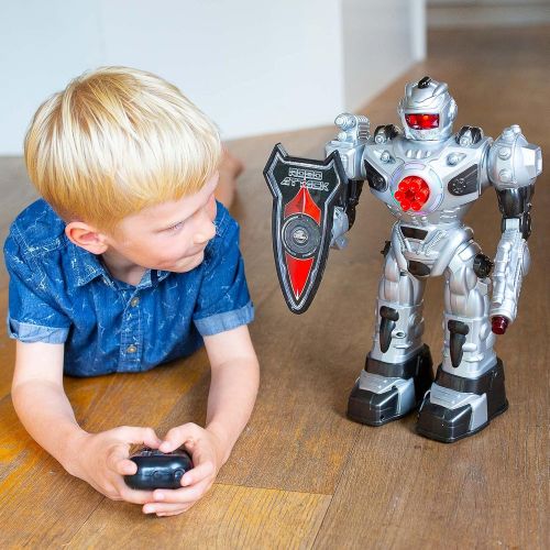 Think Gizmos Large Remote Control Robot for Kids  Superb Fun Toy RC Robot  Remote Control Toy Shoots Missiles, Walks, Talks & Dances (10 Functions) (Silver)