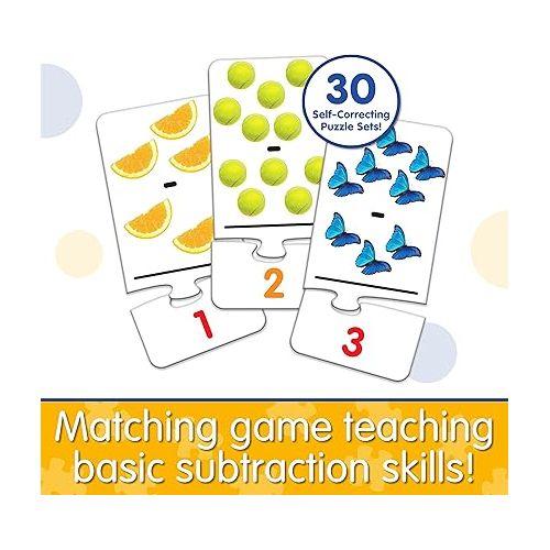  Learning Journey International Match It! Take It Away - STEM Subtraction Game - Helps to Teach Early Math Facts with 30 Matching Pairs ? Preschool Games & Gifts for Kids Ages 3 and Up, Multicolor