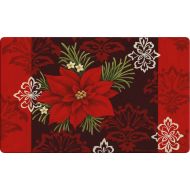 Toland Home Garden Red Damask 18 x 30 Inch Decorative Floor Mat Christmas Poinsettia Flower Holiday Doormat - 800109