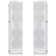 Sound Town Pair of Passive Wall-Mount Column Mini Line Array Speakers with 4 x 5” Woofers, White for Live Event, Church, Conference, Lounge, CARPO-V5W