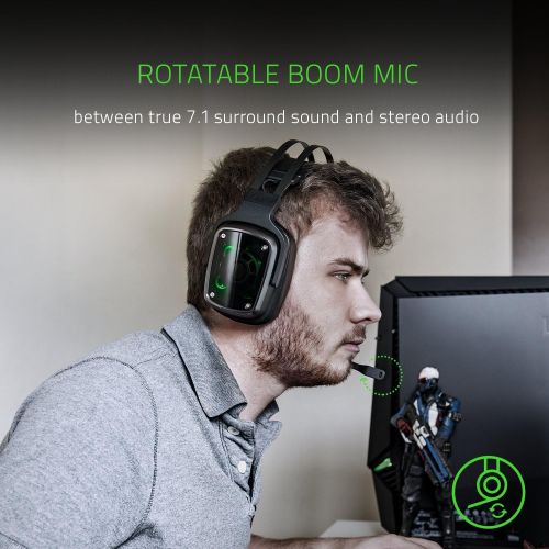 레이저 Razer Tiamat 7.1 v2 Gaming Headset: Dual Subwoofers - Audio Control Unit - Rotatable Boom Mic - Works with PC - Classic Black