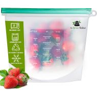 No Stress Relax Reusable Freezer Bag -Silicone Food Storage Bag -Reusable Sandwich Bag-1PC 1500ml [50 oz]- Leak Proof Freezer Zip Lock Bag For Liquids -Sandwich - Fruit-Meat-Cereal - White