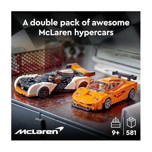  LEGO Speed Champions McLaren Solus GT & McLaren F1 LM 76918, Featuring 2 Iconic Race Car Toys, Hypercar Model Building Kit, Collectible 2023 Set, Great Kid-Friendly Gift for Boys and Girls Ages 9+