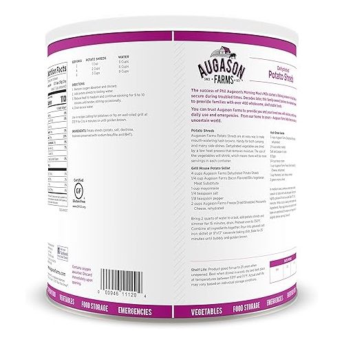  Augason Farms Dehydrated Potato Shreds 1 lb 7 oz (pack of 1)