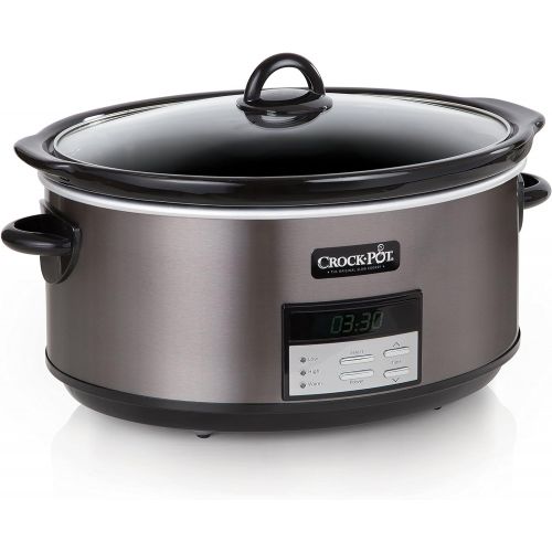  [아마존베스트]Crock Pot Slow Cooker|8 Quart Programmable Slow Cooker with Digital Countdown Timer, Black Stainless Steel - SCCPVFC800-DS