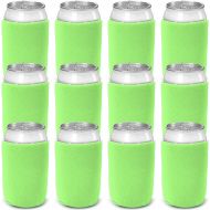 CSBD Beer Can Coolers Sleeves, Soft Insulated Reusable Drink Caddies for Water Bottles or Soda, Collapsible Blank DIY Customizable for Parties, Events or Weddings, Bulk (12, Lime G