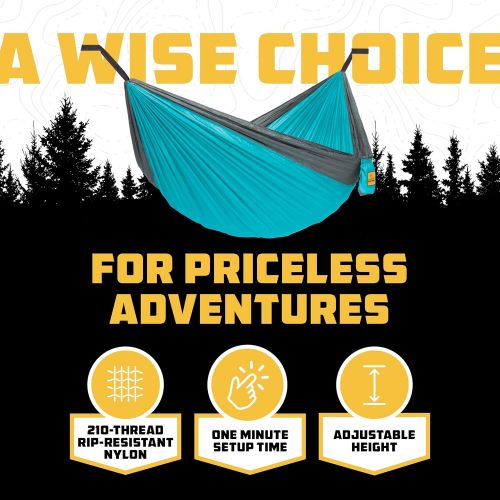  Wise Owl Outfitters Camping Hammock - Portable Hammock Single or Double Hammock Camping Accessories for Outdoor, Indoor w/ Tree Straps