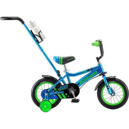  [아마존베스트]Schwinn Grit and Petunia Steerable Kids Bike, Boys and Girls Beginner Bicycle, 12-Inch Wheels, Training Wheels, Easily Removed Parent Push Handle with Water Bottle Holder, Multiple